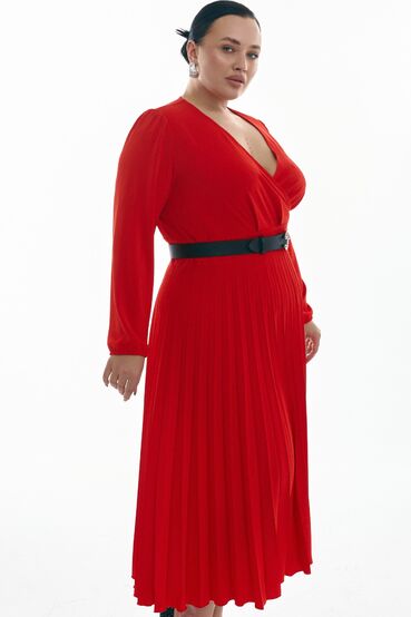 Demi dress with pleated skirt red plus size #2