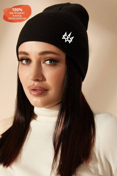 Embroidered kotton hat "Herb" black