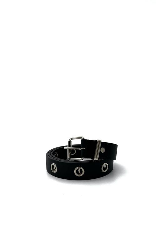 Black eco leather belt with eyelets 3 cm