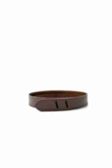 Mocha genuine leather belt with tie 3 cm
