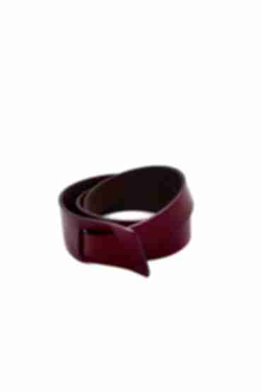 Wide red genuine leather belt
