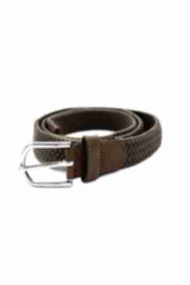 Brown braided elastic band belt 2.5 cm