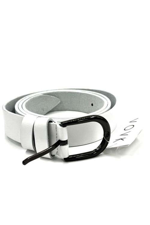 Belt genuine leather 3 cm white