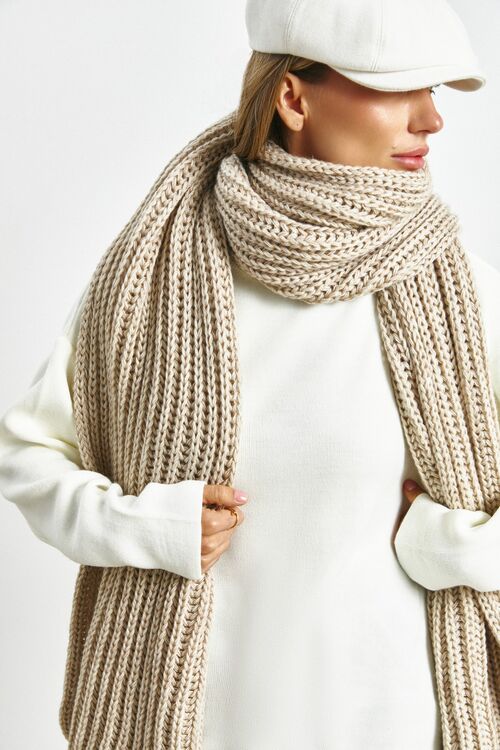 Beige knitted scarf 40*190 cm