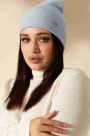 Gray and light blue cotton hat