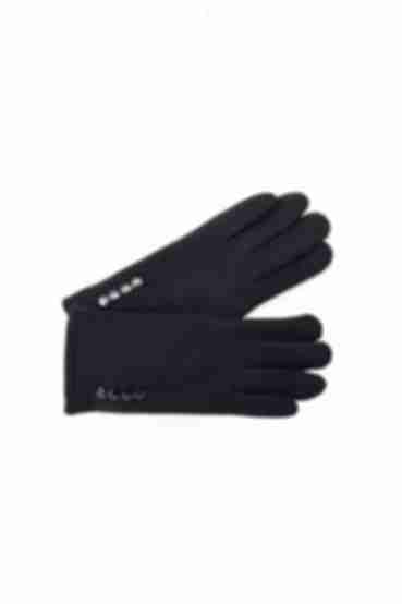 Black knitted gloves with snap buttons