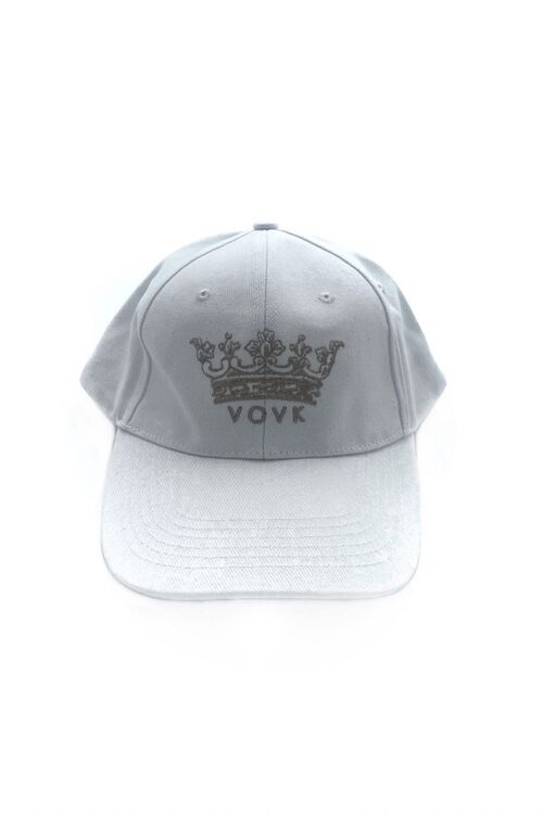 White cap with beige embroidery