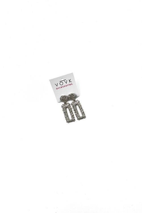 Silver rectangular earrings