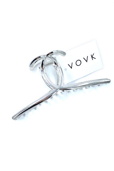 Hair clip crab metallic light silver metallic hair clip