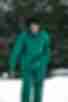 Green suit with hooded sweatshirt and pants made of knitted fabric with fleece