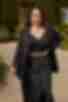 Жіночий чорний укороченний топ із костюмної тканини великий розмір