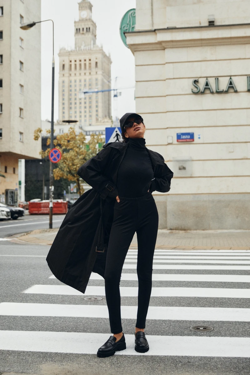 Black ribbed knitted turtleneck