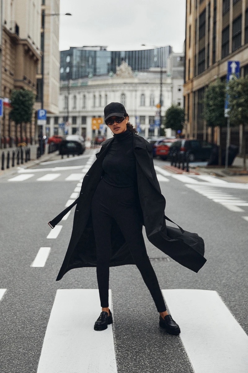 Black ribbed knitted turtleneck