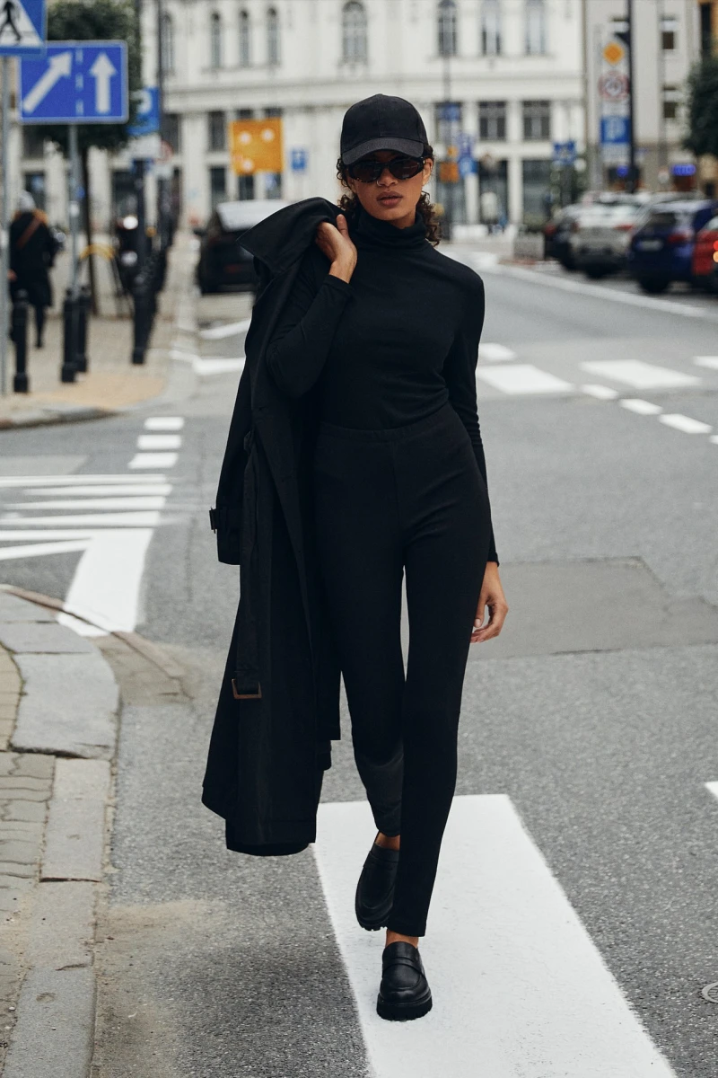Black ribbed knitted turtleneck