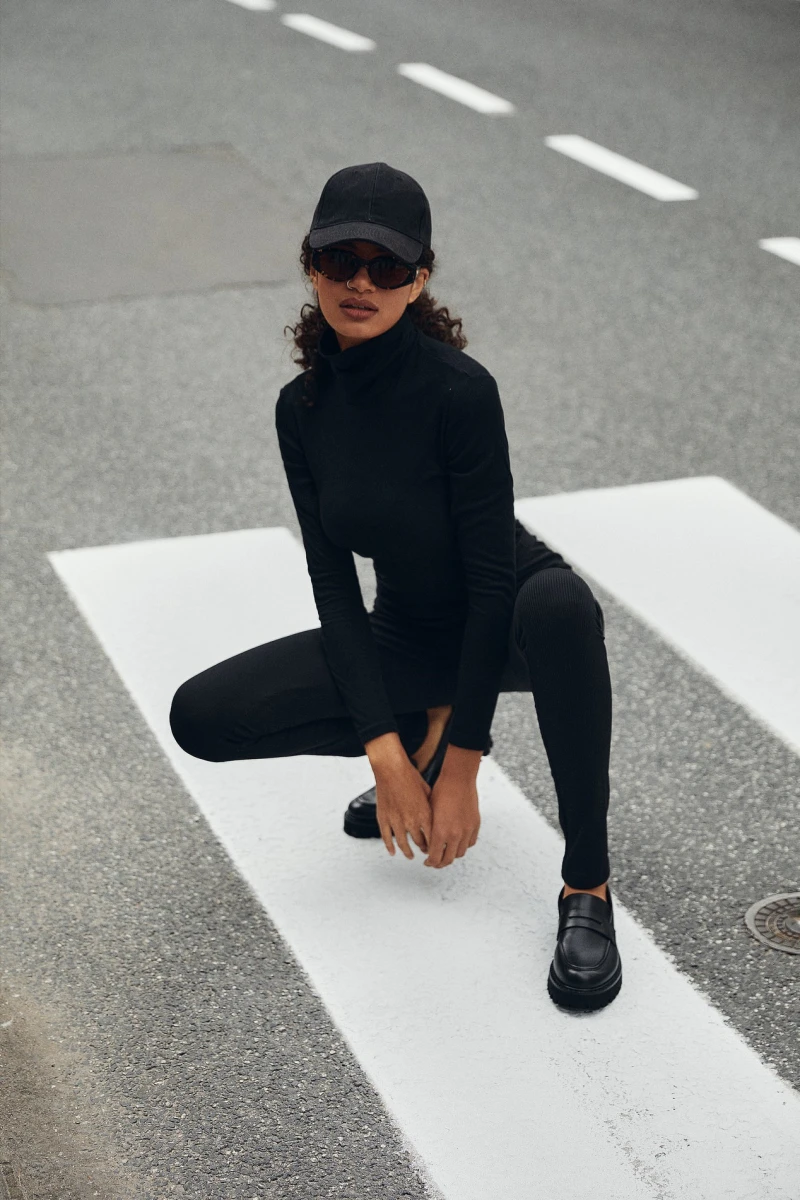 Black ribbed knitted turtleneck