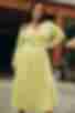 Сукня на затин плісе міді костюмна тканина лимонна великий розмір
