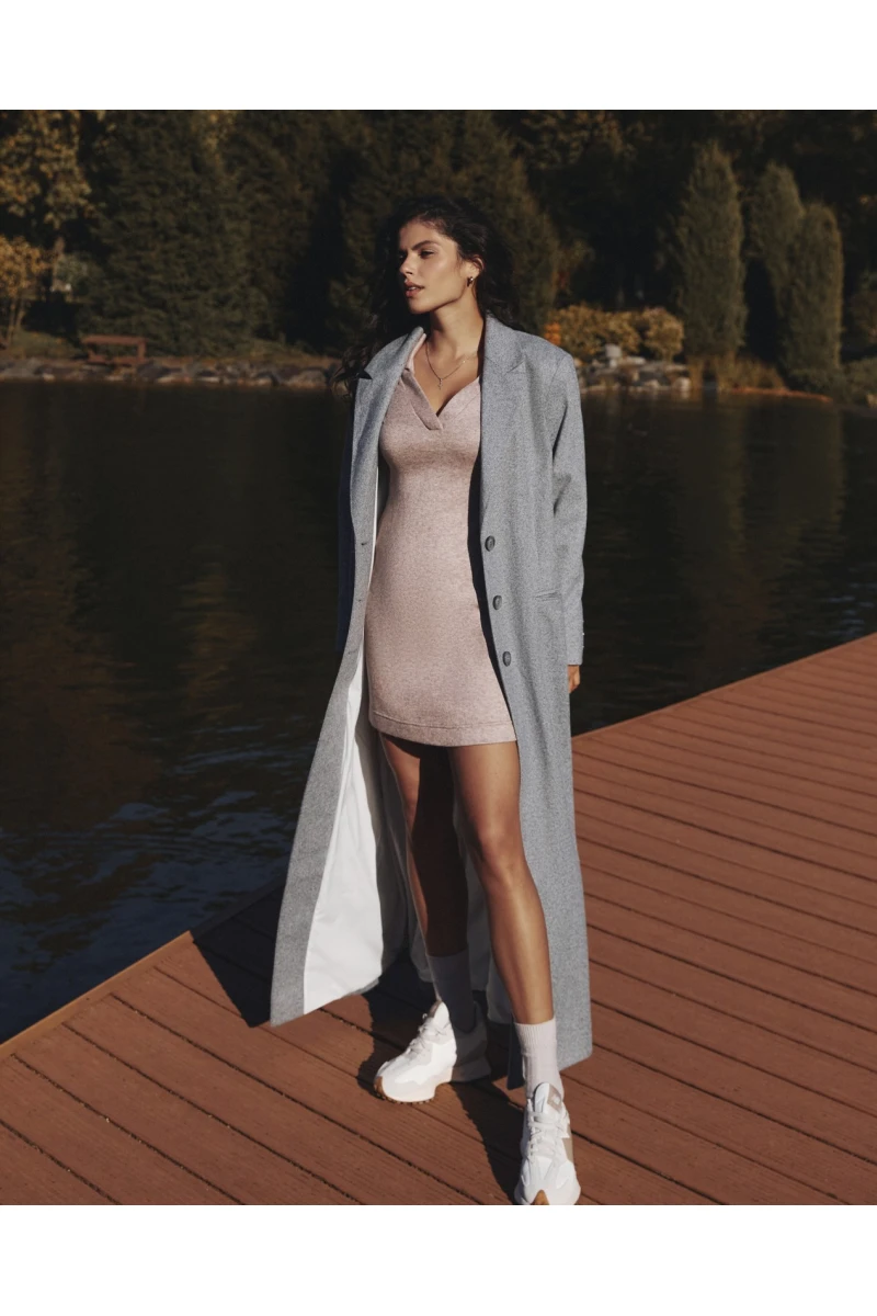 Beige mini angora polo dress