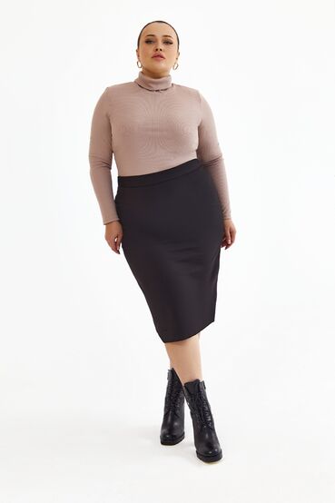 Women's black pencil skirt made of suiting fabric plus size #2