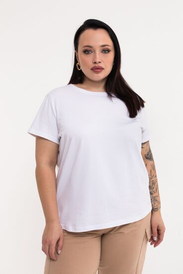 Women's milky knitted fabric T-shirt plus size