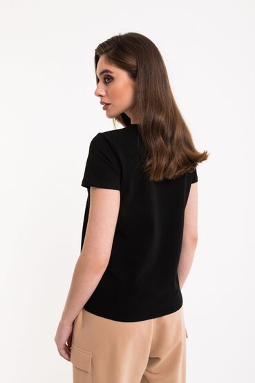 Women's black knitted fabric T-shirt #2