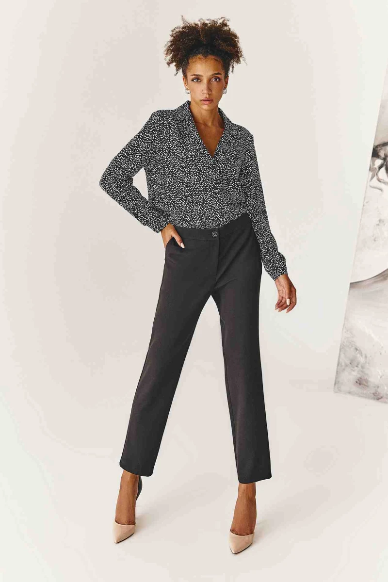 Black tapered trousers