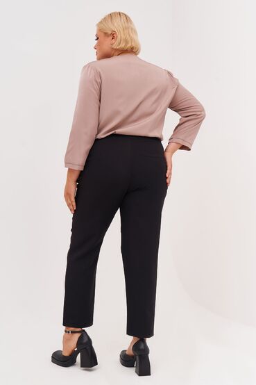 Women's straight black trousers made of suiting fabric plus size #2