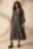 Шифоновое платье макси мелкоцвет на черном
