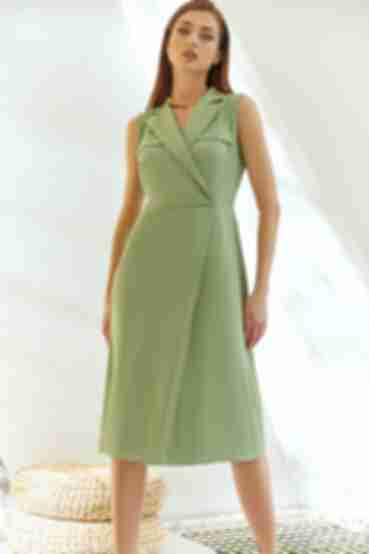 Sage midi wrap dress made of suiting fabric