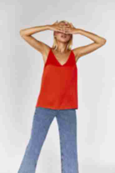 Women's coral red top with straps