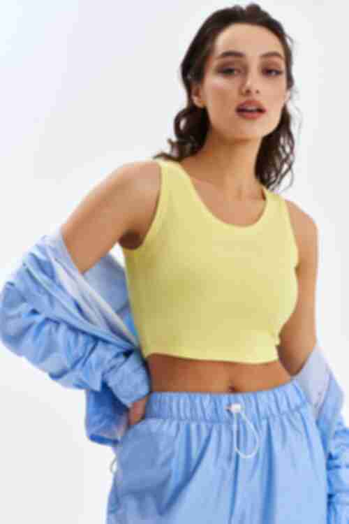 Lemon crop top made of knitted fabric