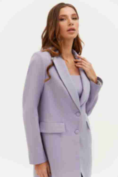 Lilac elongated jacket made of suiting fabric