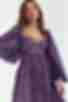 Сукня з об'ємними рукавами шифон леопардовий принт на фіолетовому