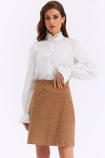  Short camel corduroy skirt