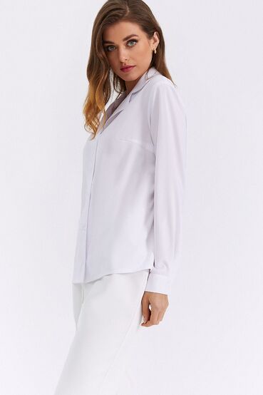 White straight notch collar blouse #2