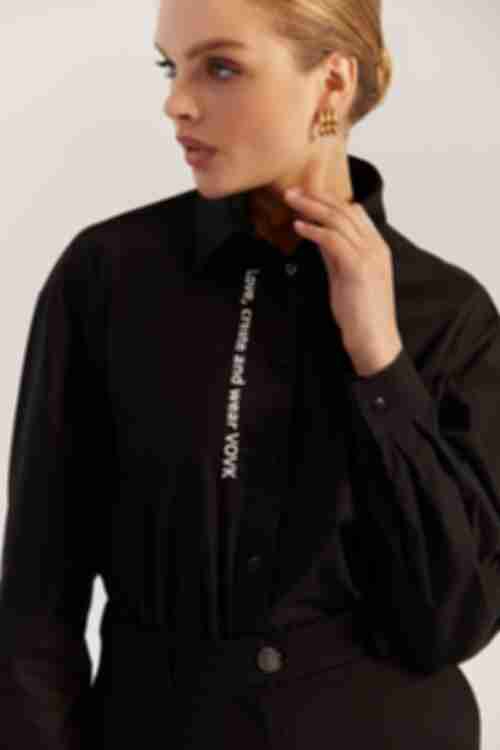 Black oversize shirt with embroidery