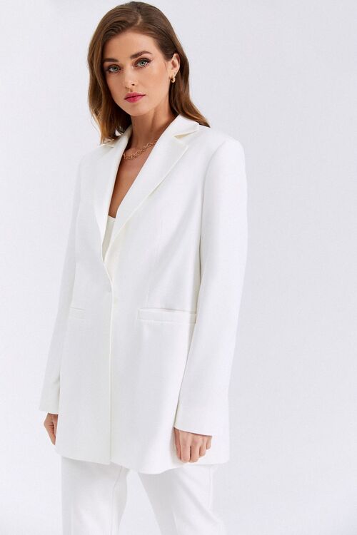 Buy Long milky jacket made of suiting fabric: jacket, white color ...