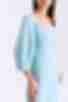 Light blue midi dress with square neckline made of suiting fabric