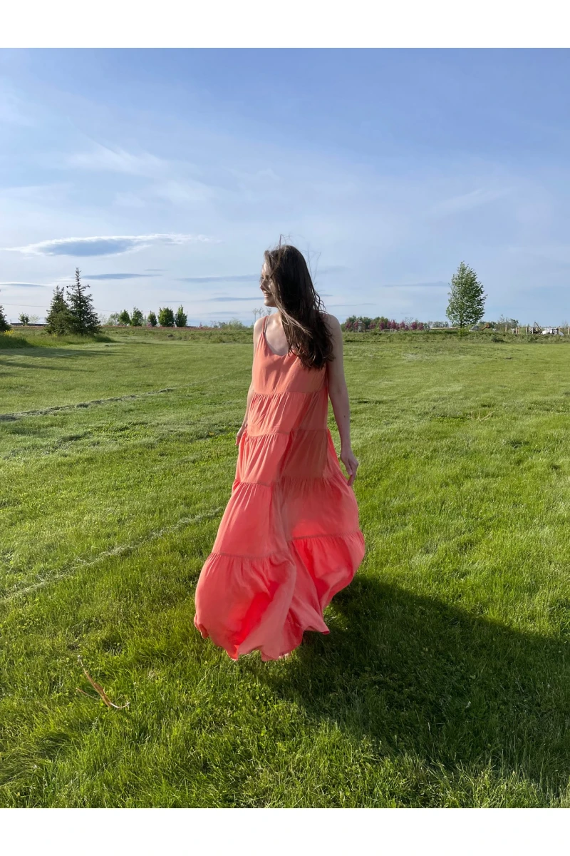 Orange layered maxi staple cotton sundress #2