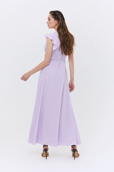 Lilac long dress with ruffles on the sleeves plus size #2