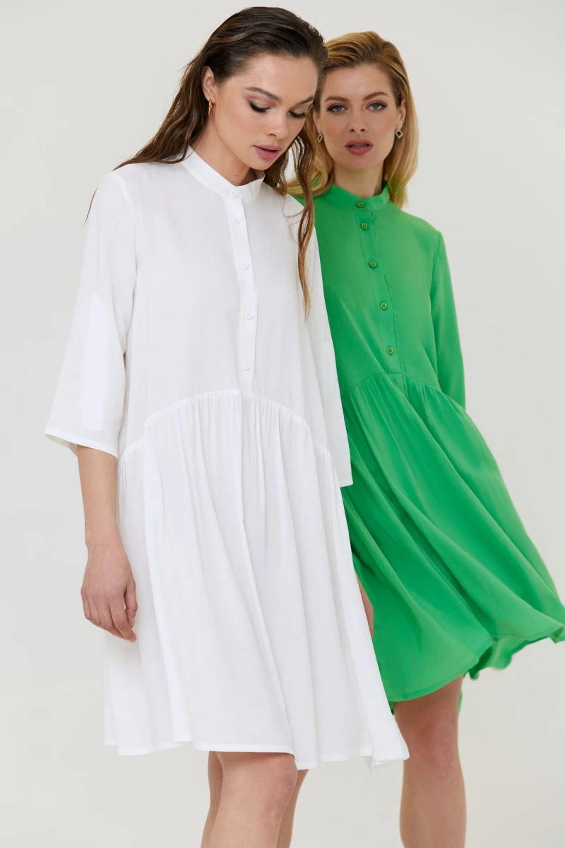 Milky demi shirt dress with ruffle
