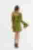 Платье мини с открытой спиной из штапеля авторский принт на фоне лайм