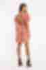 Orange mini linen dress with puff sleeves with designer print