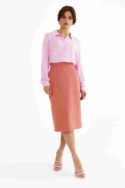 Terracotta suiting fabric pencil skirt