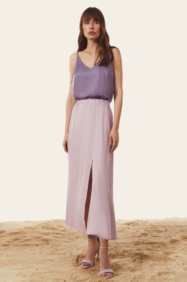 T-shirt with straps artificial silk dark lavender