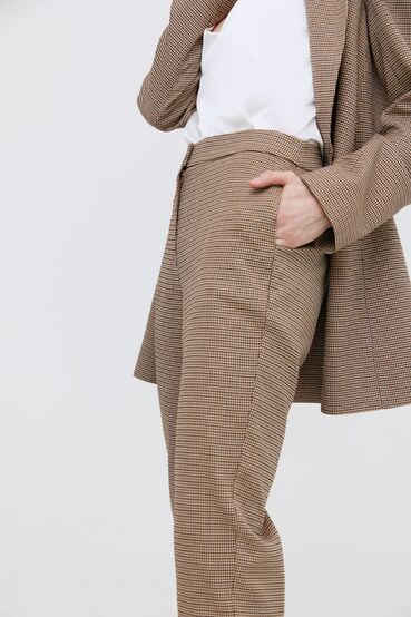 Beige straight trousers in black and brown houndstooth made of suiting fabric #2