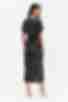 Сукня міді з асиметричним поясом віскоза авторський принт на чорному