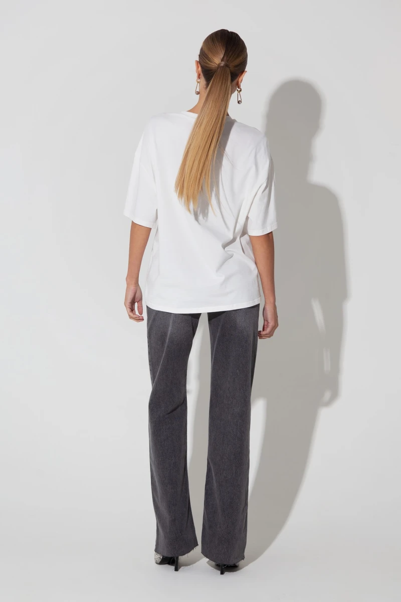 Milk knitted T-shirt for women