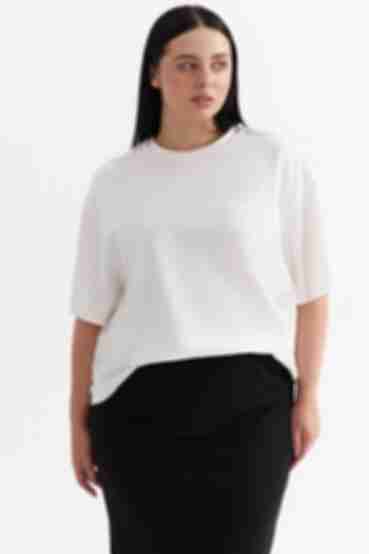 Milky knitted T-shirt plus size