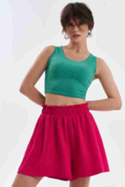 Emerald knitted fabric crop top
