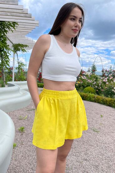 Lemon linen bermuda shorts